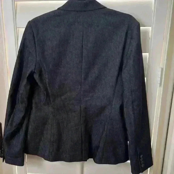 🔥🔥 NWOT Theory Double Breasted Deadstock Denim Coat Blazer Dark Blue 00 Jacket - Picture 14 of 16